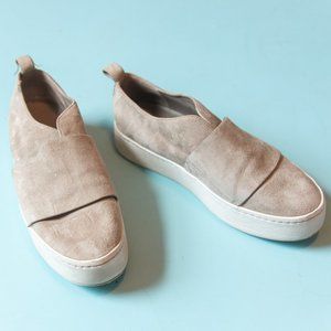 Vince Light Gray Genuine Leather Suede Slip On Platform Sneaker Size 7.5
